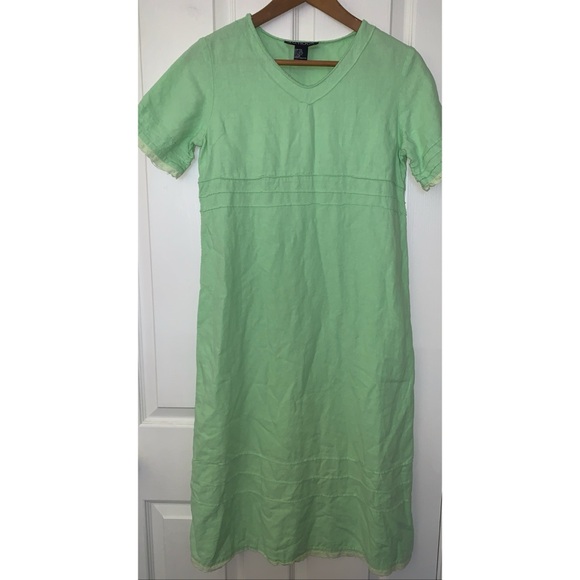 JG Hook Lime Green Linen Blend Dress Women’s Size 2P - Picture 1 of 4